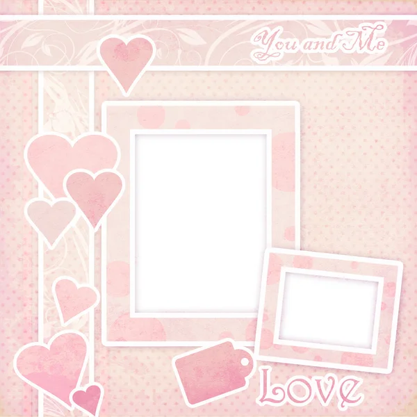 Roze frame met hart — Stockfoto