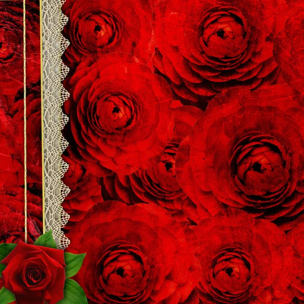 Abstrakt grunge texturerat bakgrund med rosor för den täcka des — Stockfoto