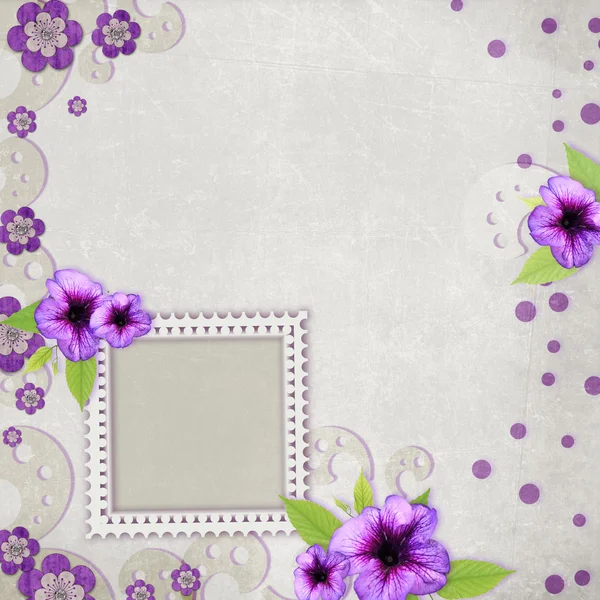 Картка на свято з квітами на абстрактному тлі — стокове фото