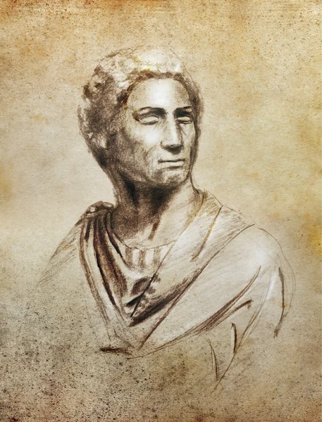 布鲁图斯的肖像图中，由米开朗基罗的布鲁图斯副本 — 图库照片
