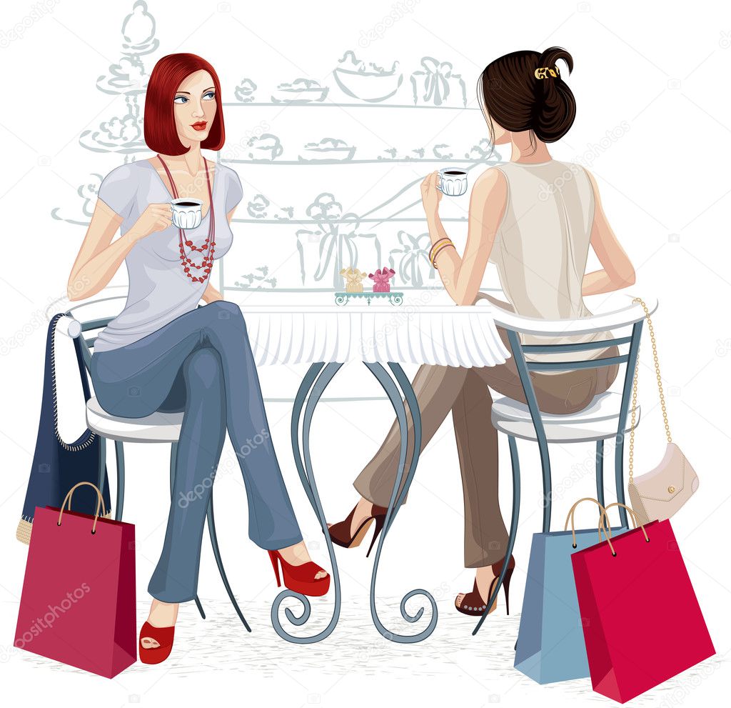 Two girls at a cafe