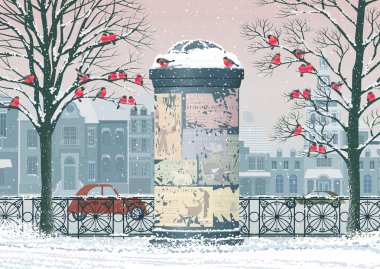 Winter in the city clipart