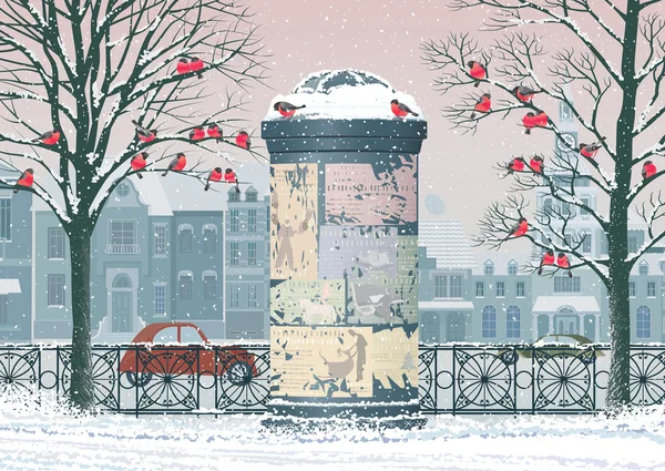 城市里的冬天 — 图库矢量图片
