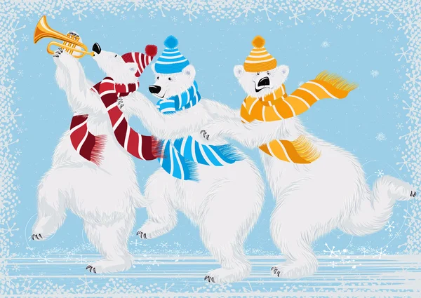 Trois ours polaires — Image vectorielle