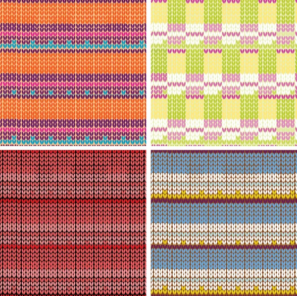 stock vector Set of four seamless knitted patterns