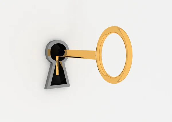金色の鍵と鍵穴 — ストック写真