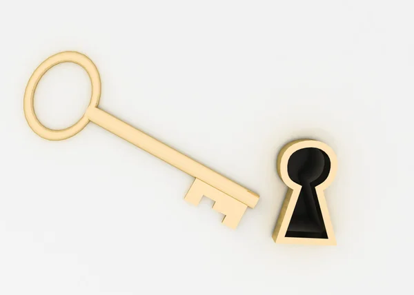 Golden key and keyhole — Stock Photo, Image