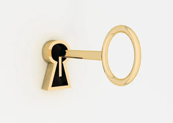 Zlatý klíč a klíčové dírky — Stock fotografie