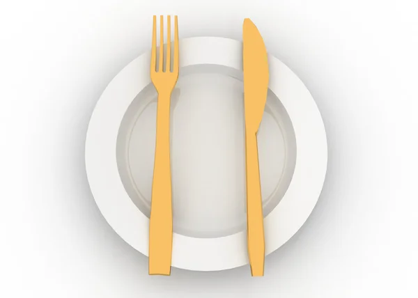 Prato de jantar faca e garfo — Fotografia de Stock