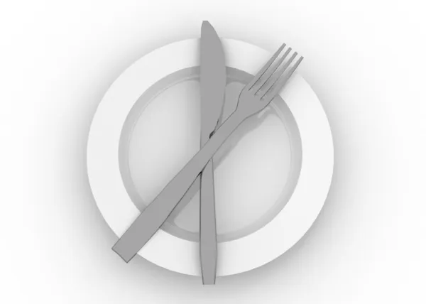 Yemek tabağı bıçak ve çatal — Stok fotoğraf