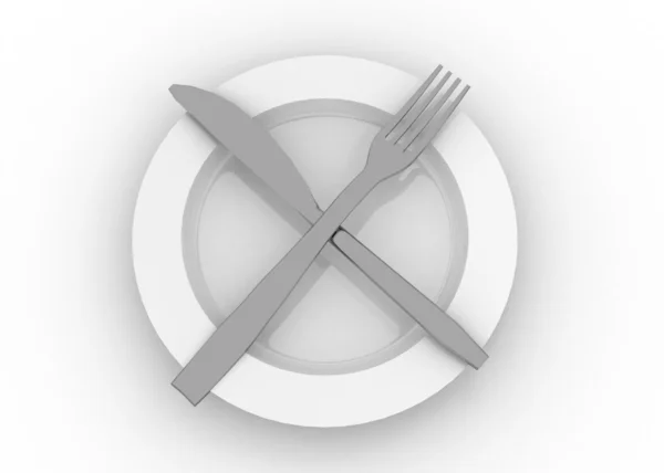 Messer und Gabel für den Teller — Stockfoto