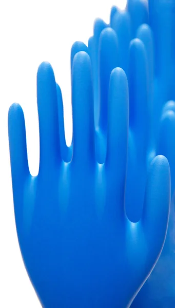 Blauwe latex handschoenen Stockafbeelding