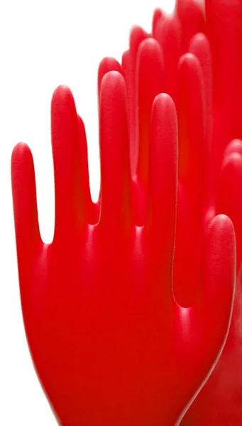 Luvas vermelhas de látex — Fotografia de Stock