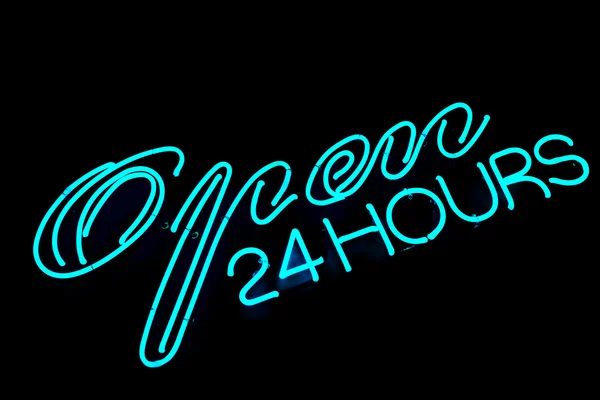 Açık bar restoran neon tabela — Stok fotoğraf
