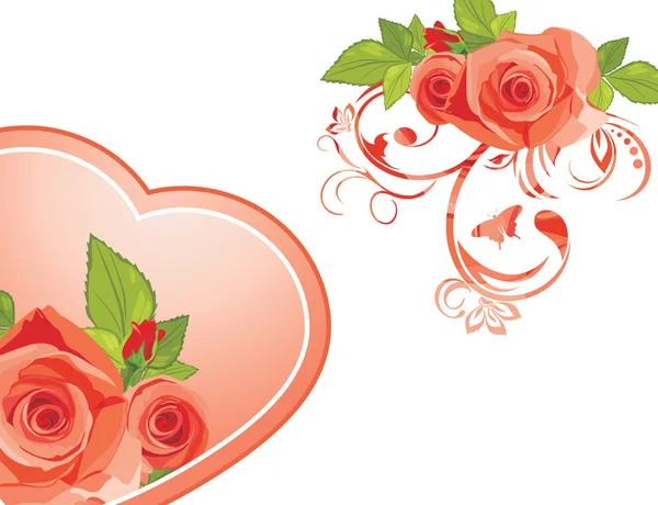 Dekorative Elemente mit Rosen zum Valentinstag — Stockvektor