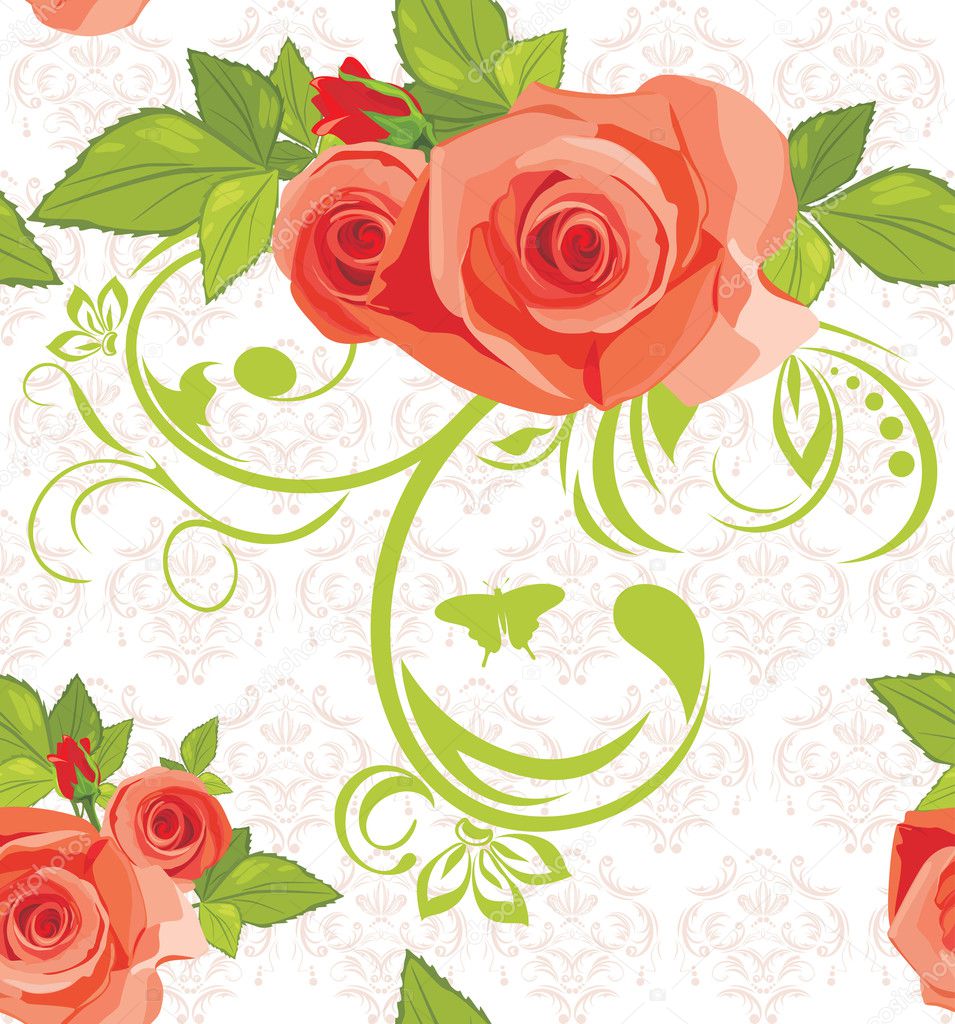 Ornamental background with roses. Pattern for fabric