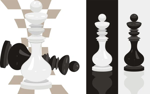 Satranç king, beyaz ve siyah — Stok Vektör