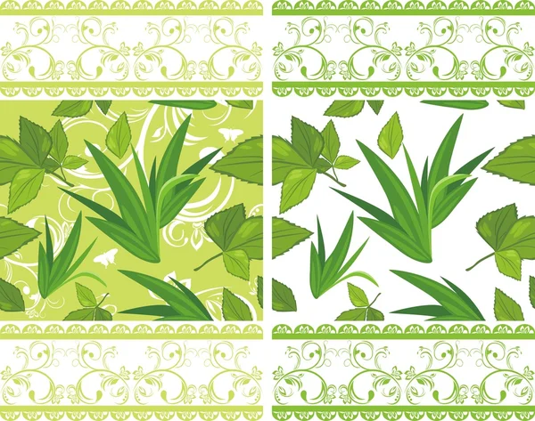 Декоративные границы с зелеными листьями — стоковый вектор