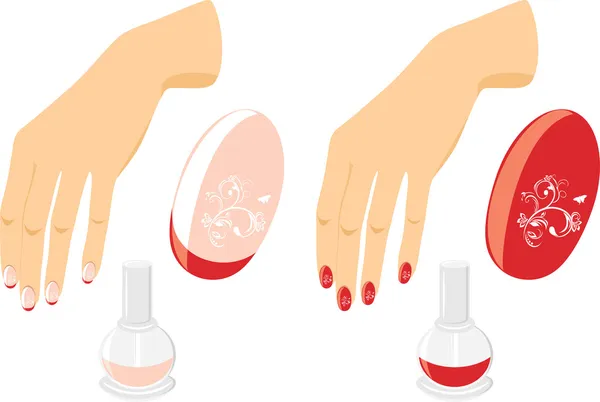 Female hands with manicure and nail polish — Stock Vector
