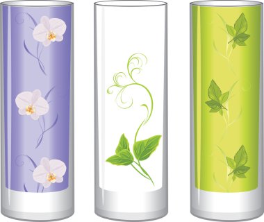 Three glass vases clipart