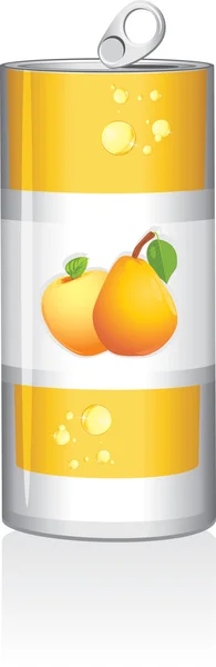 フルーツ ジュース、白で隔離されるアルミ缶 — ストックベクタ