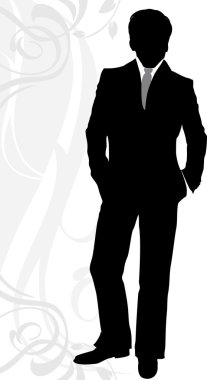 Silhouette of a businessman in classical suit clipart