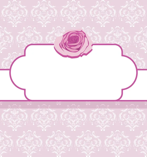 Ornamental frame with pink rose — Stock Vector