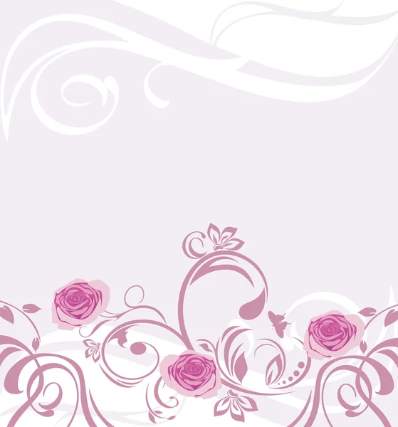 Ornamental background with pink roses — Stock Vector