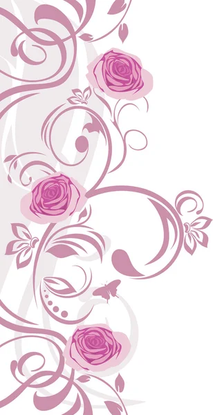 ピンクのバラと装飾的なボーダー — ストックベクタ