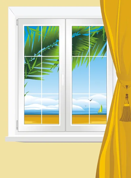 Kind of sea landscape from window — Stock Vector