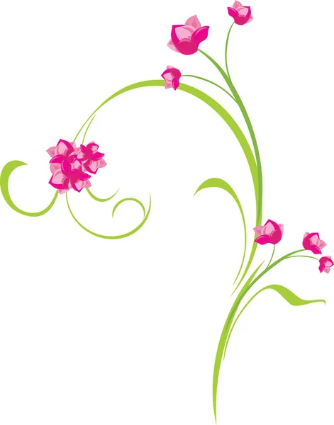 Rama ornamental con flores rosadas — Vector de stock
