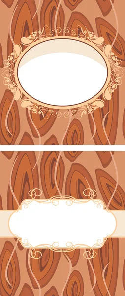 Dekorativ ram på den bruna abstrakt bakgrunden. två mönster — Stock vektor