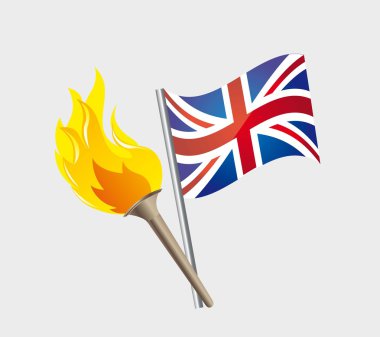 Olympic flame and london flag, 2012 clipart