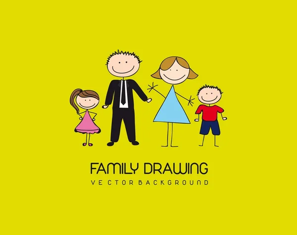 Family drawing — Stok Vektör
