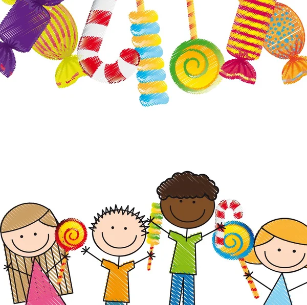 Bonbons et enfants — Image vectorielle