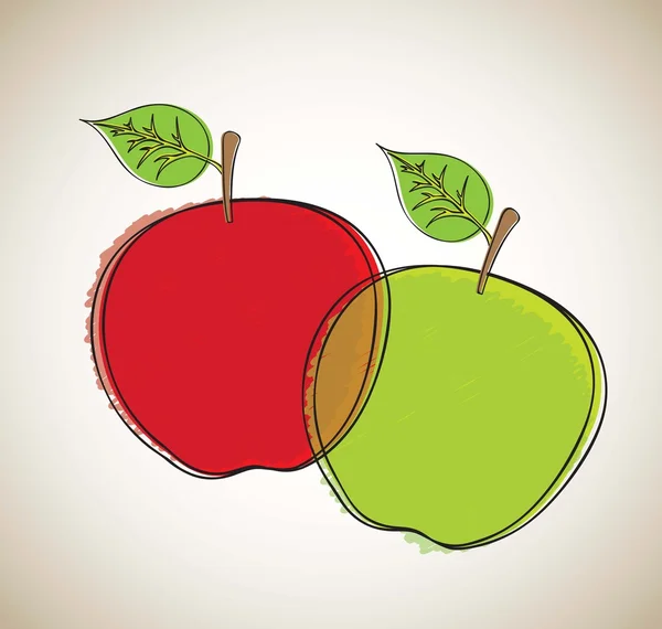 Grönt och rött äpple — Stock vektor