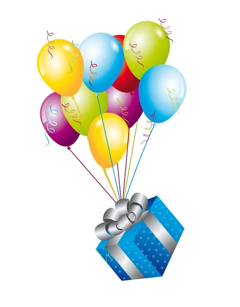 Presente com balões —  Vetores de Stock