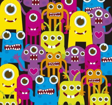 colorful monsters clipart