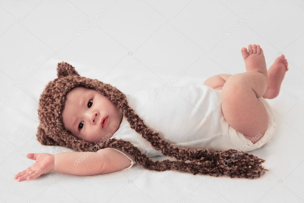 Baby Boy in Bear Hat