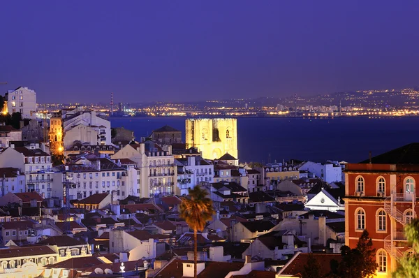 Lizbon şehir gece — Stok fotoğraf