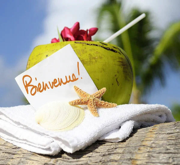 Caribe paraíso playa cocos cóctel —  Fotos de Stock