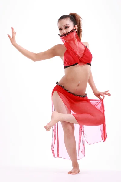 Kadın çeşitli dans kostümleri ve eğlenceli teşkil etmektedir. — Stok fotoğraf