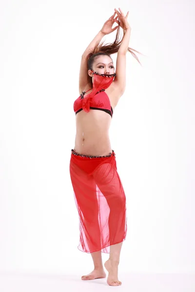 Жінка в різних танцювальних костюмах і веселих позах . — стокове фото