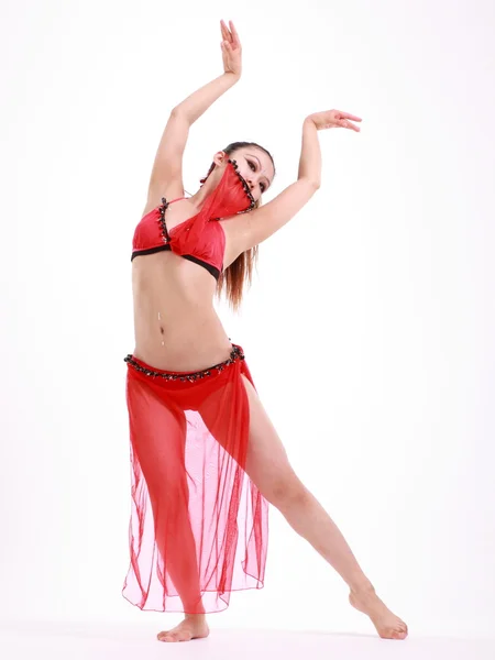Kadın çeşitli dans kostümleri ve eğlenceli teşkil etmektedir. — Stok fotoğraf