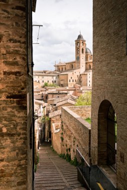 Old Urbino, Italy, cityscape at dull day clipart