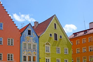 fussen, Bavyera, Almanya için güzel renkli evleri