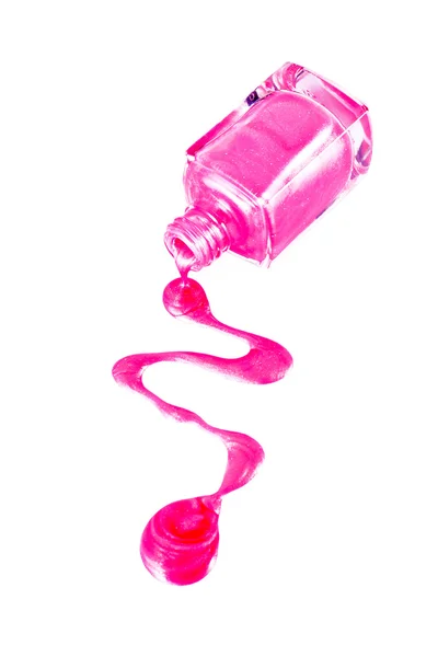 Üveg elszigetelt pink körömlakk — Stock Fotó