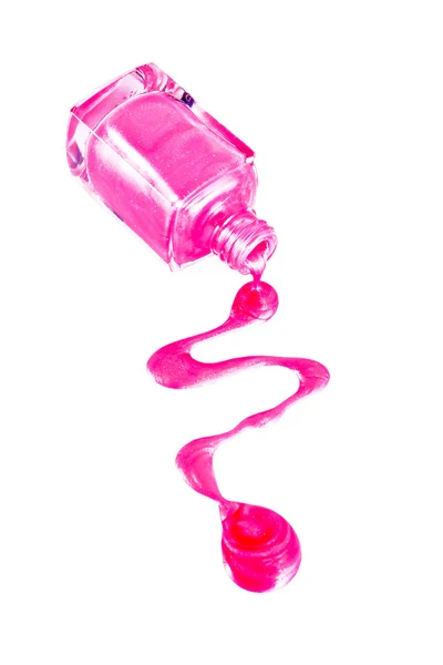 Butelka na białym tle różowy lakier do paznokci — Zdjęcie stockowe
