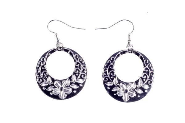 Silver earrings — Stock Photo, Image