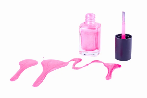 Flasche des rosa Nagellacks isoliert — Stockfoto